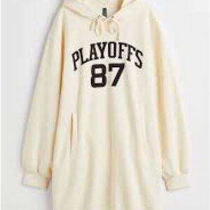 Cream Hoodie with Playoffs 87 Print